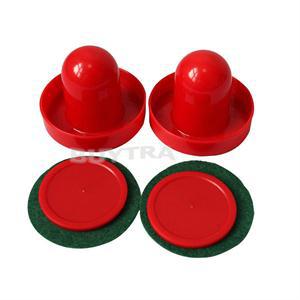2 stk mini rød airhockey bordhåndtag hammer 65mm filt pushere  + 2 stk 50mm hjemme luft pucke