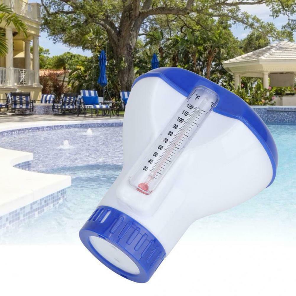 Floating Chemical Chlorine Tablet Automatic Dispenser with Thermometer Swimming Pool Disinfection