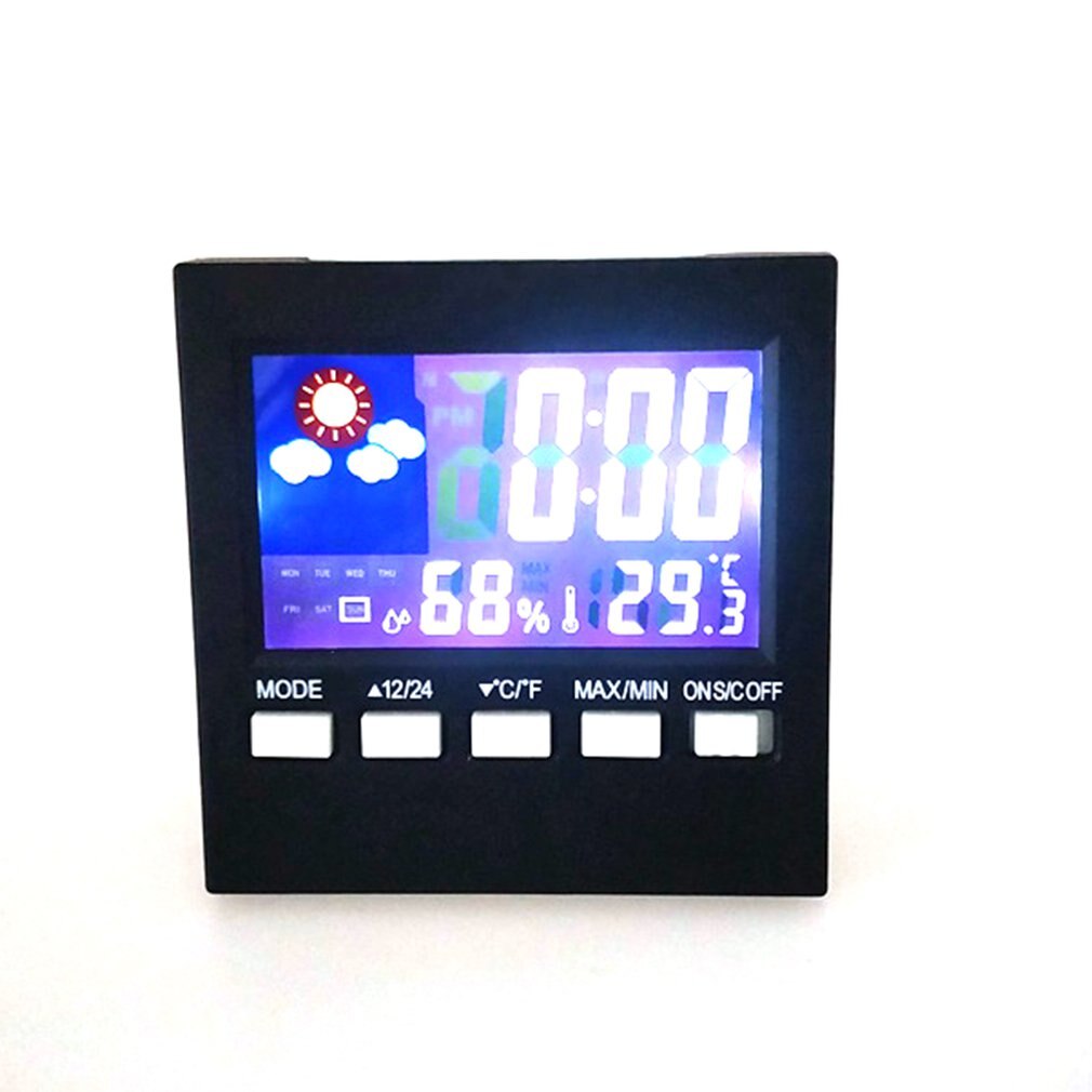 Wielofunkcyjny cyfrowy kolorowy LCD ekran alarm stacji meteorologicznej zegar termometr higrometr miernik temperatury i wilgotności
