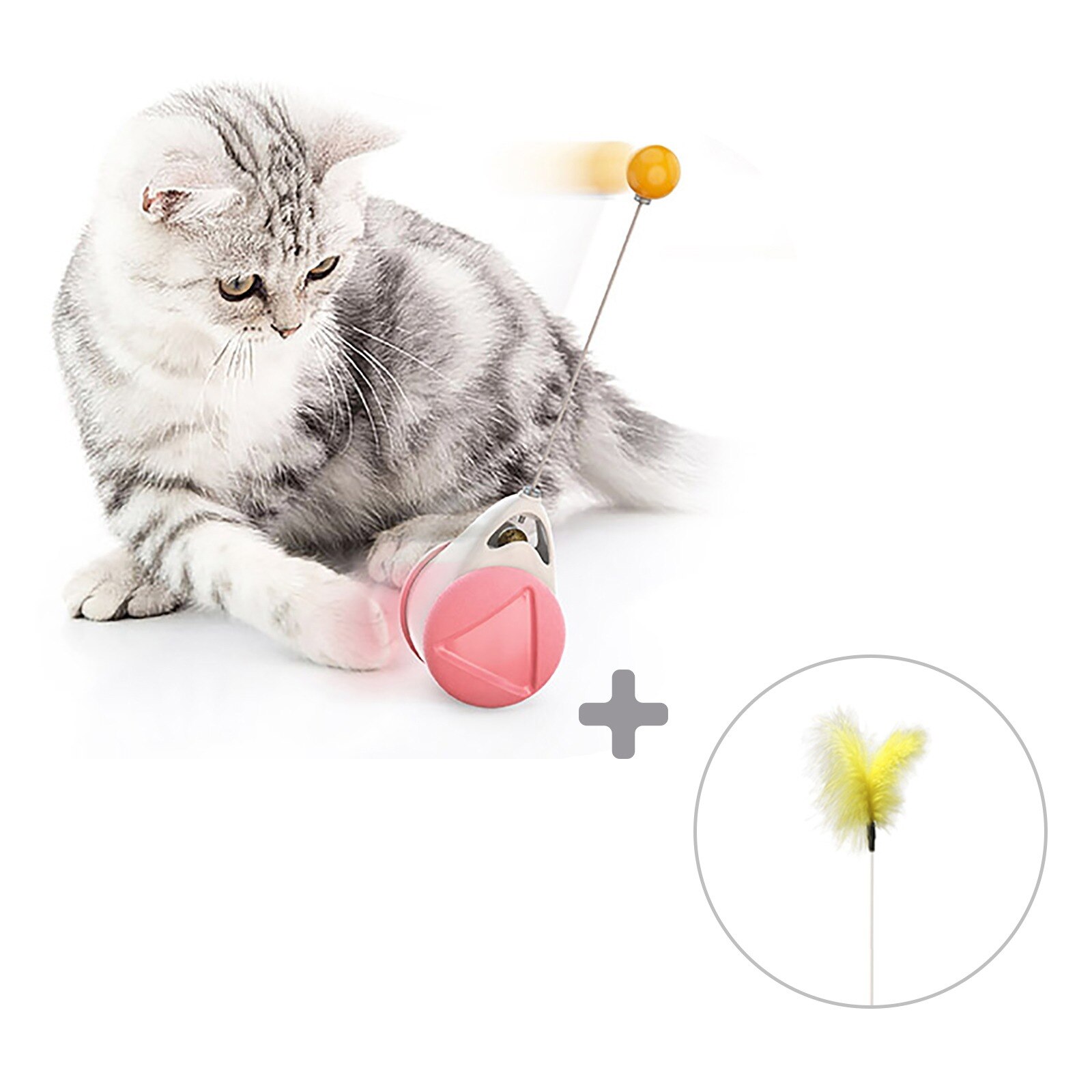 Juguete para gatos con luz Led recargable por USB, bola autogiratoria de 360 grados para mascotas, juguetes interactivos inteligentes con activación por movimiento: pink