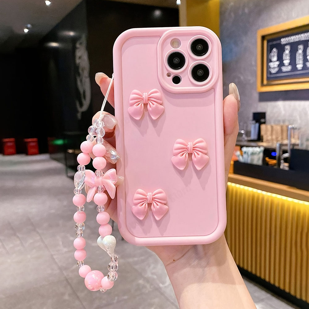 Para iphone 16 x xr 7 8 plus se 3d rosa bonito borboleta silicone caso macio para iphone 15 14 13 12 11 pro max capa com pulseira