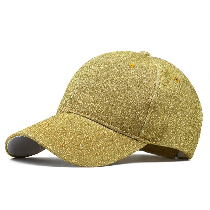 Gorra de béisbol de 6 paneles para hombre y mujer, gorro ostentoso de Hip-Hop, oro violeta plateado, negro y rosa: Dorado