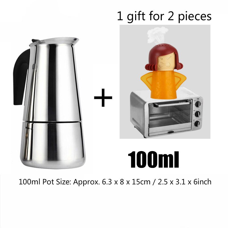 Bærbar espressomaskine i rustfrit stål moka-kande kaffebrygger-kedelkande til pro barista 100ml/200ml/300ml/450ml: 100ml