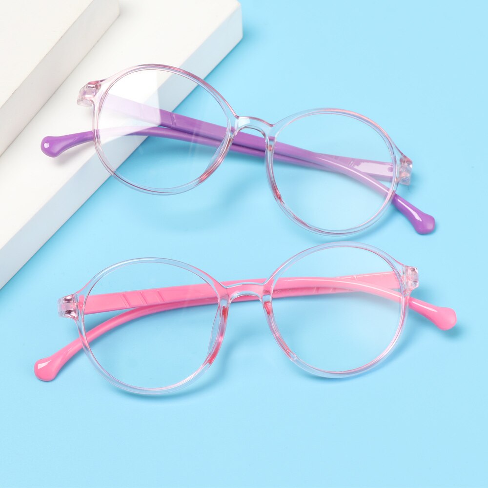 1Pc Anti-blue Light Kids Glasses Computer Eye Protection Eyeglasses Ultra Light Round Frame Online Eyewear Accessories