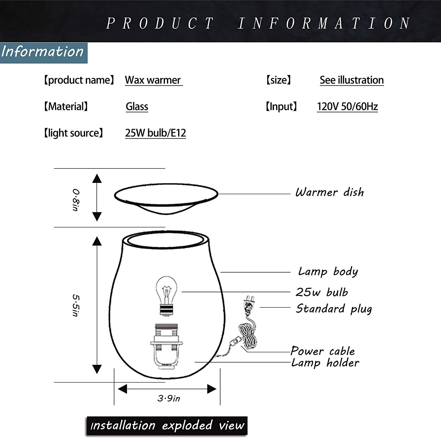 Essential Oil Diffuser Electric Candle Warmer Glass Tart Burner 3D Effect Night Light Wax Melt Warmer for Home Office Bedroom