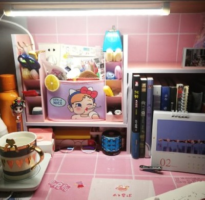 Pink wood filing products file tray magazine DIY organizer desk accessories organizer desk set