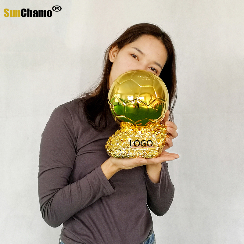 Electroplated Golden Ball Trophy Football Match Resin Player Custom Surrounding Bar Decoration Souvenir Home Decor