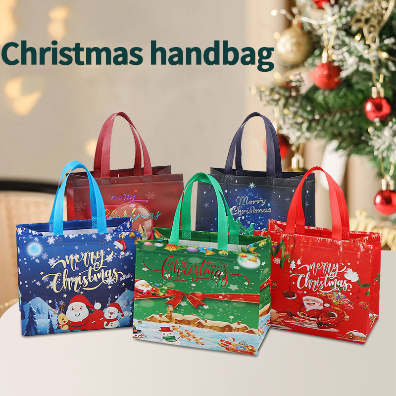 Sacs joyeux noël pour emballage , sacs pliables de noël, fourre-tout de noël, flocon de neige, rangement de du père noël