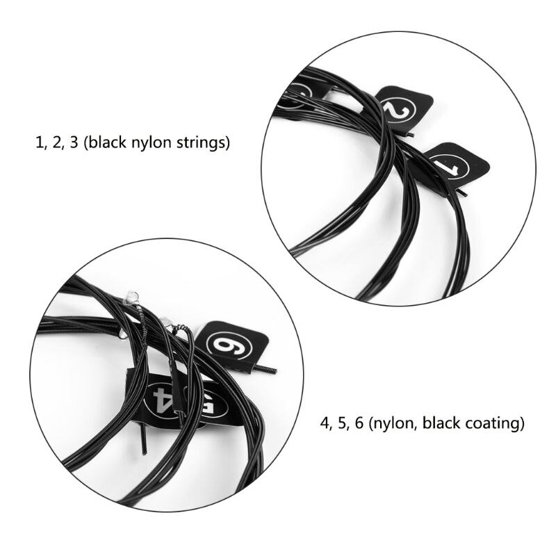 6pcs/set Nylon + 3% Polyester Classic Guitar Strings 028-045 Color Plated Wire Y51D