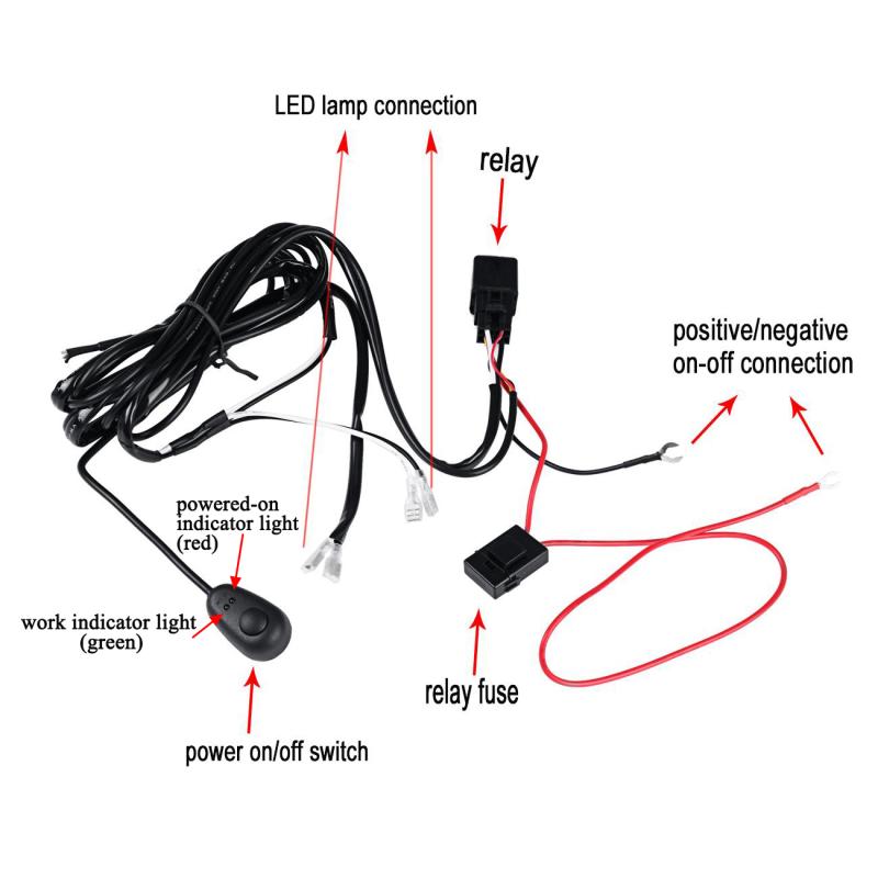 12/24V Car Auto Led Work Lamp Driving Lights Switch Wiring Loom Harness Offroad Led Light Bar Wire Cable 40A Switch Relay Kit