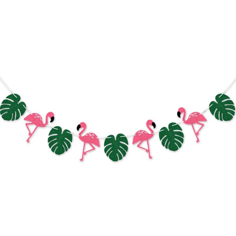 Hawaiian Tropical Paper Flower Garland Beach Luau Party Hanging Decoration Wedding Decor Aloha Hawaii Tropical Flamingo Banner: Mixed Palm Leaves
