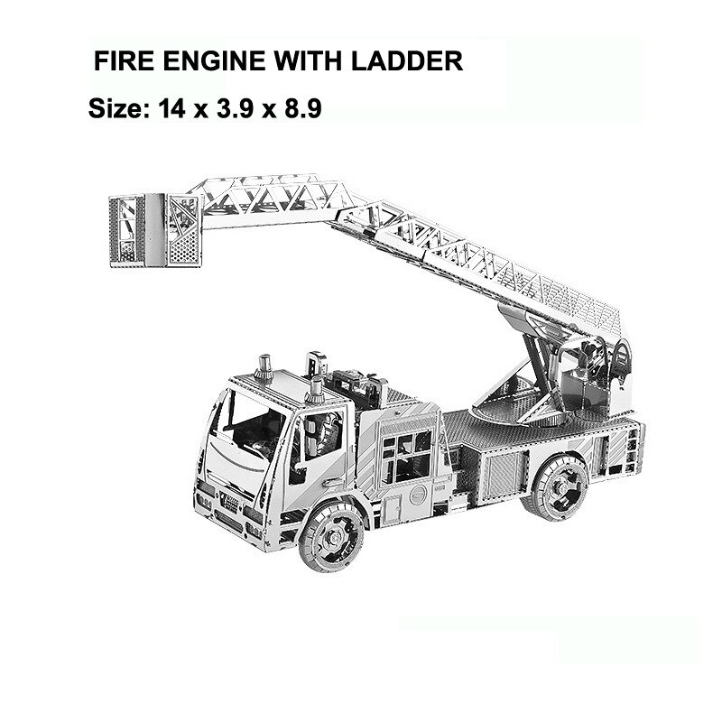 Incantesimo d'amore 3D In Metallo Assemblato Modello FAI DA TE Educational Puzzle Di Ingegneria Del Veicolo Lungo Naso COE Camion Loader Gru: Aerial Ladder Fire Truck Big