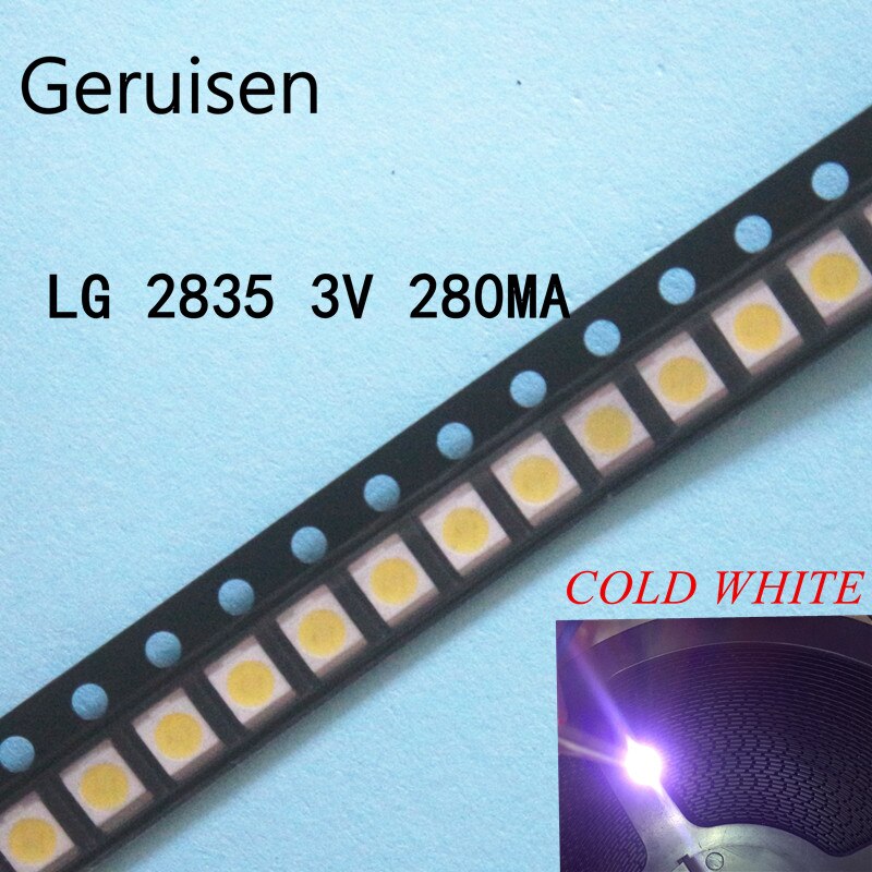 1000 stuks voor lg originele led lcd tv achtergrondverlichting lamp kralen lens 1w 3v 3528 2835 koel witte lichtkraal
