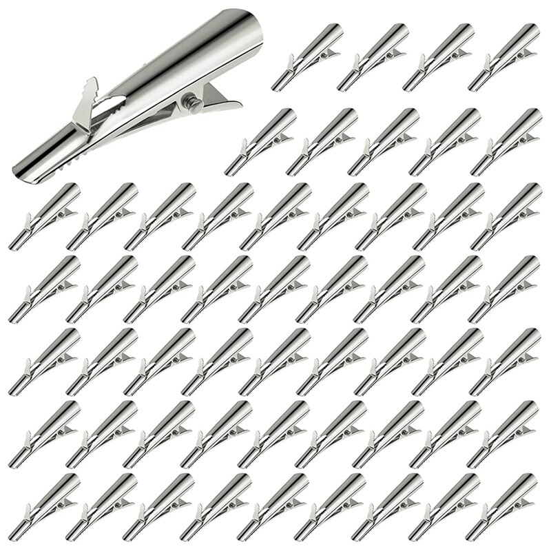 Mini pinzas de cocodrilo de Metal para manualidades, pinzas pequeñas de cucaracha, pinzas de resorte, pinzas de pelo de cocodrilo de 45mm, 100 Uds.: Default Title