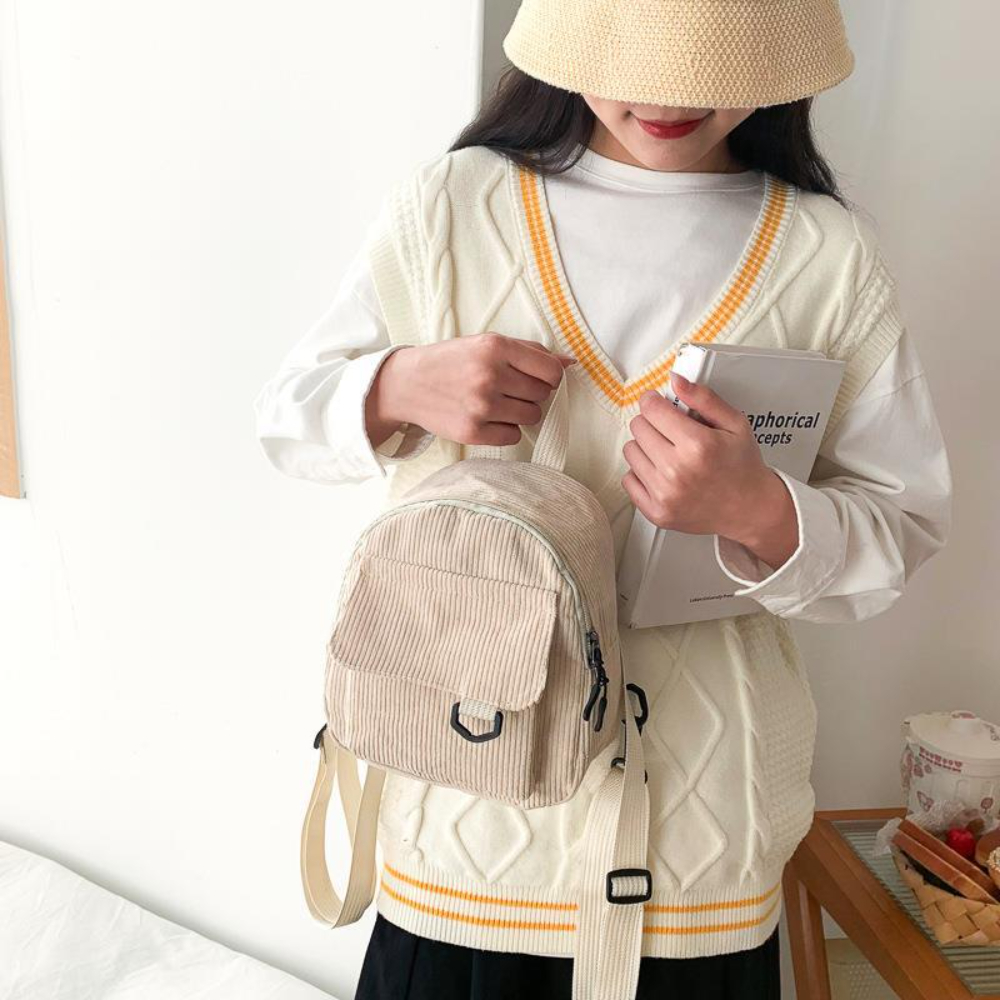 Mini mochila feminina, mochila escolar de veludo simples pequena, grande capacidade, mochila feminina durável, monocromática, casual, viajando, moda