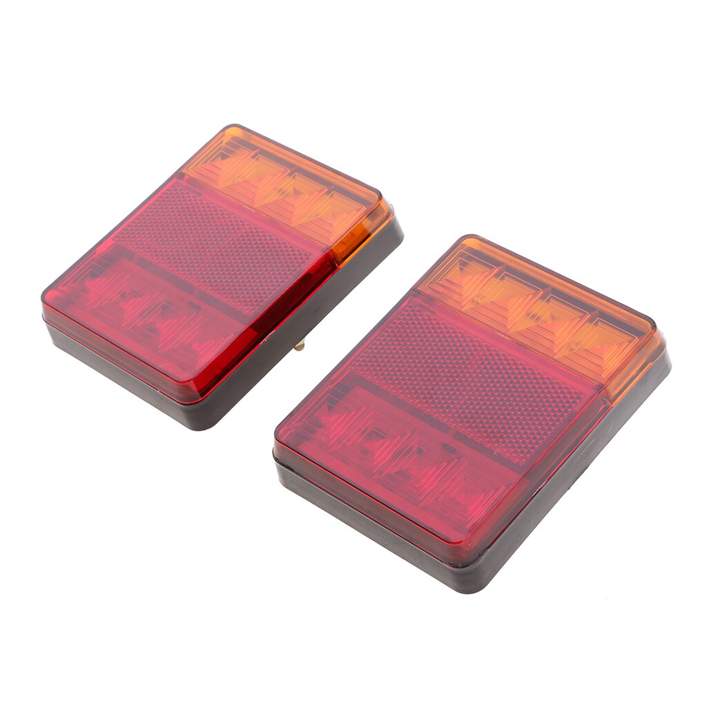 2pcs 12V 8 Led Tail Reverse Back Up Lights Stop Indicator Trailer Truck