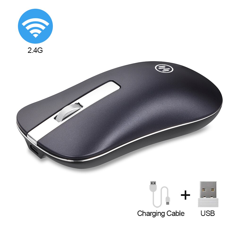 Trådløs bluetooth-mus genopladelig mus tynd computermus gaming usb mus 2.4g optisk ergonomisk mus til pc bærbar computer: 2.4g trådløse blå