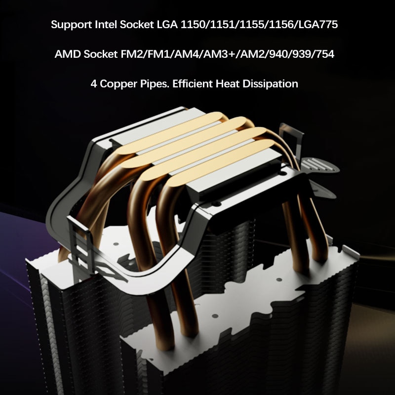 Great Wall 4PIN ARGB CPU Cooler Computer Radiator for Intel LGA 1150 1151 1155 1156 LGA775 Heatsink AURA SYNC Air CPU Cooler AM4