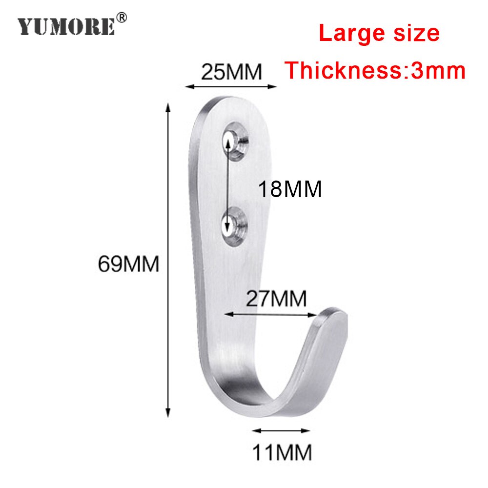 Yumore 20Pcs Muur Haak Kleding Tas Hanger Haak Voor Badkamer Jas Handdoek Roestvrij Keys Hanger Bad Accessoires Keuken Hardware: Big 3mm