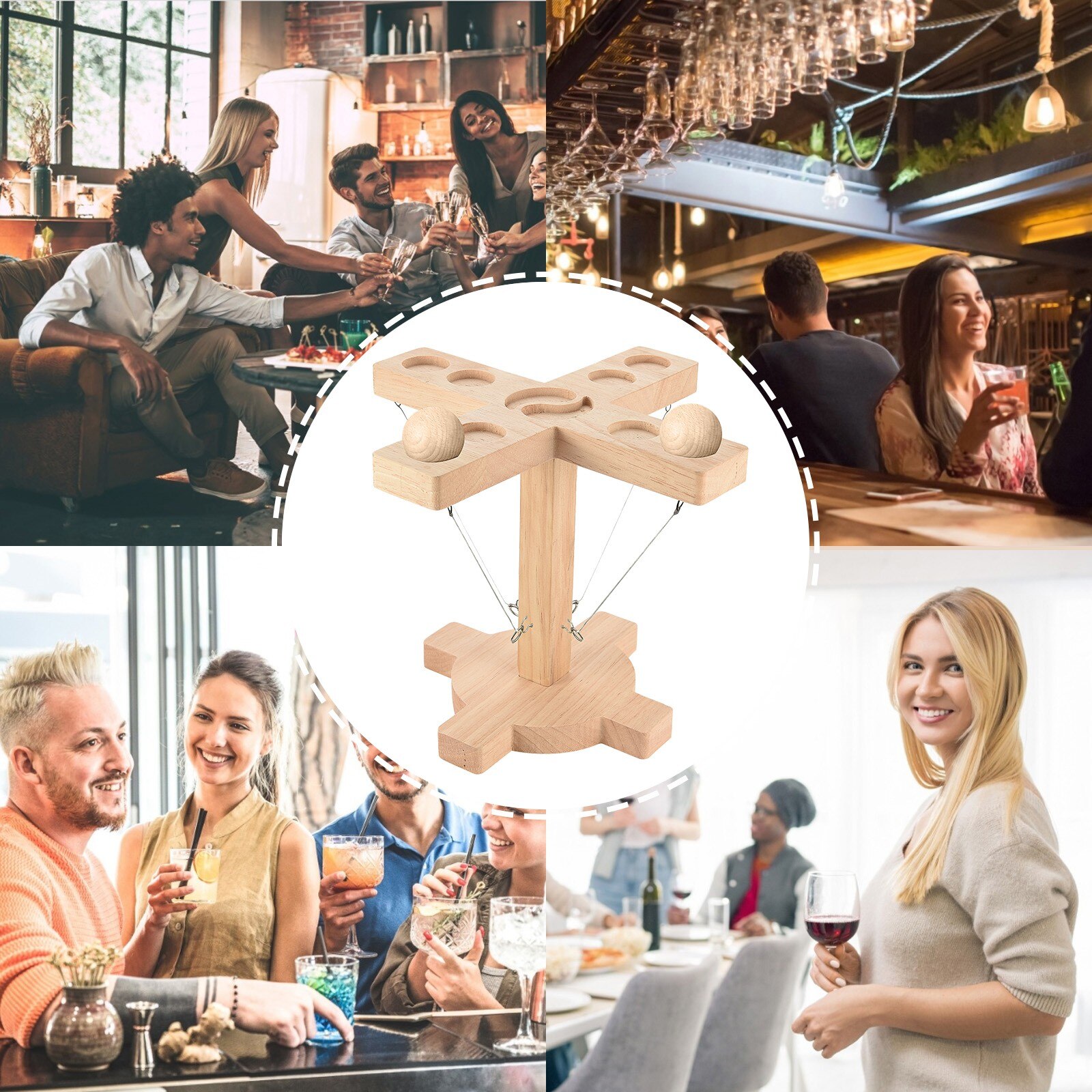 Party toys Leisure Industrial Style Bar Drink Shop Handmade Wooden Ring Toss Hooks Fast-paced Interactive Game For Bars Home