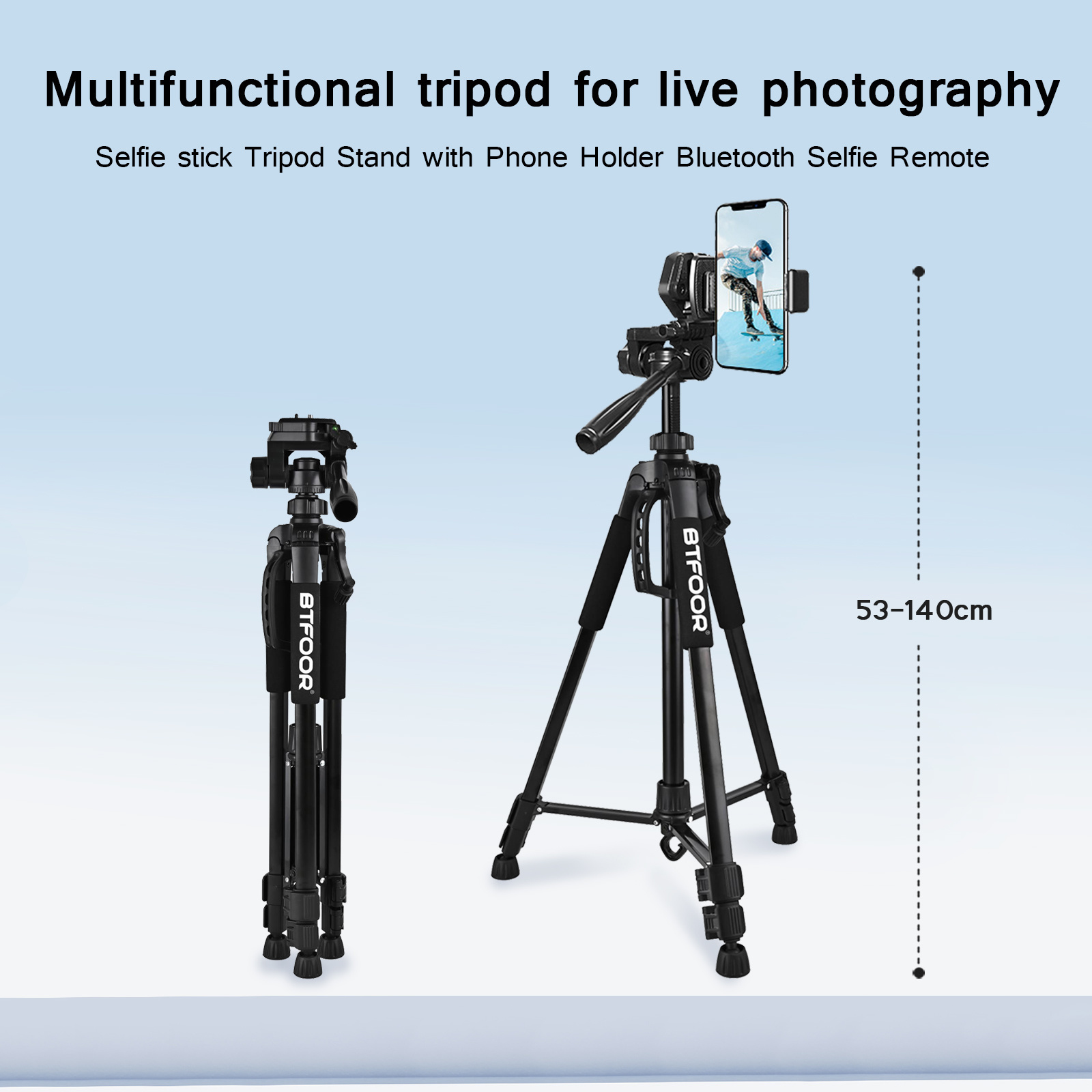 Aluminiowy statyw podróżny do telefonu o wysokości 55 cali i 140 cm z szybkimi płytkami montażowymi i głowicą obrotową do lustrzanek cyfrowych Canon Nikon DSLR