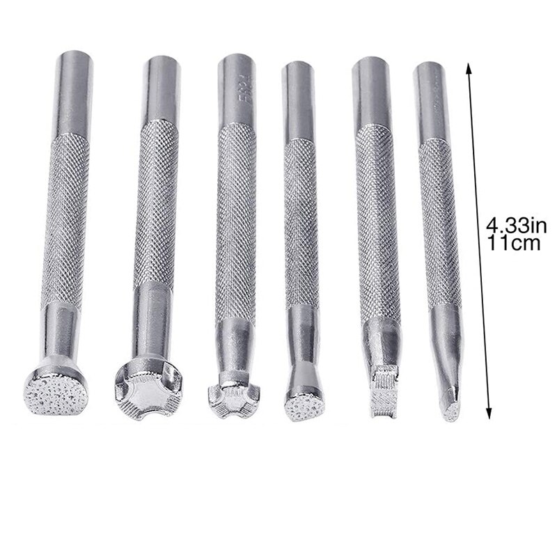 6Pcs Leather Stamping Tools Leather Working Saddle Making Stamps Set Special Shape Stamp Punch Set Leather Craft Tools