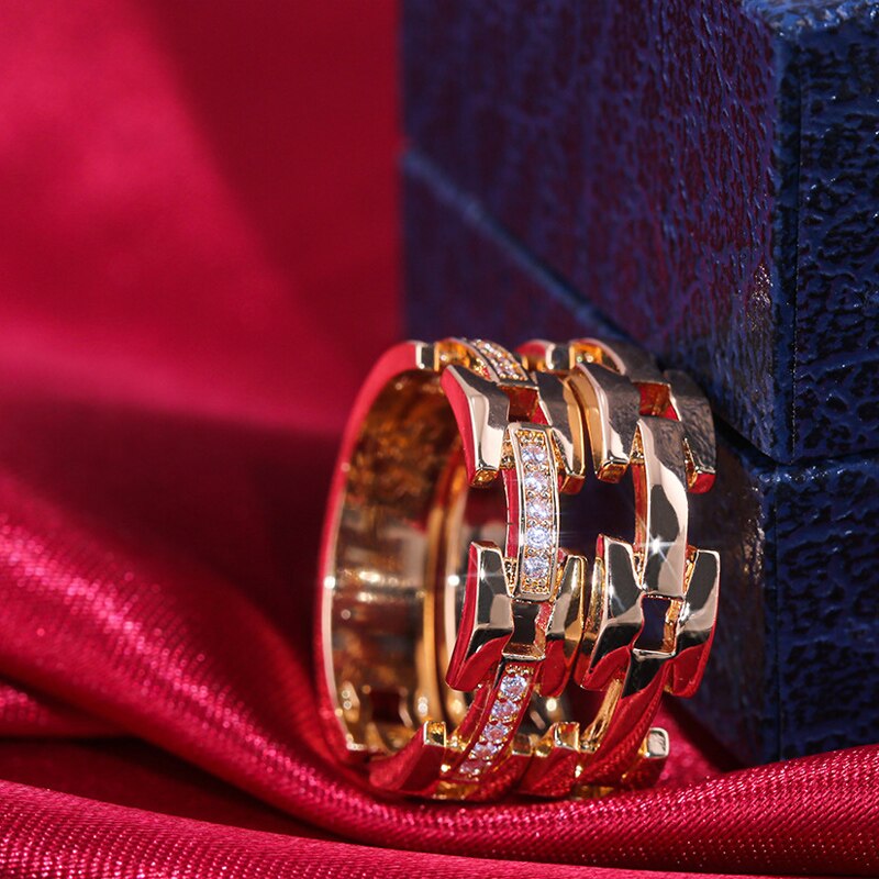 Bagues punk pour hommes huitan, style géométrique avec micro pavé et sans pavé, disponibles en version supérieure.