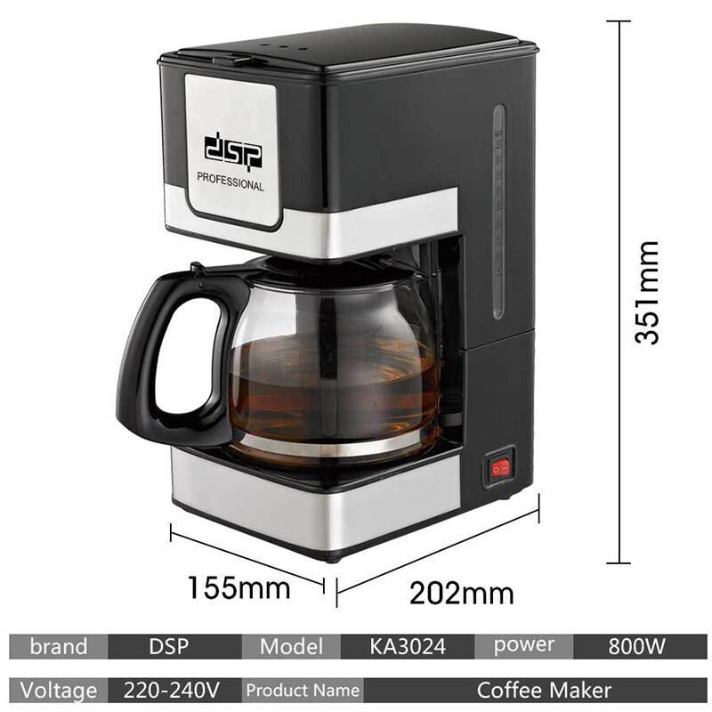 1.5L large-capacity Automatic Electric American Drip Coffee Machine For Home Office Espresso Coffee Maker Kitchen Appliance