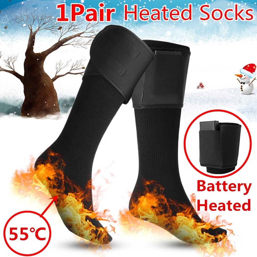 1 par genopladeligt batteri opvarmet sokker elektriske fødder varmere benvarmer holder varm vinter sokker mænd kvinder