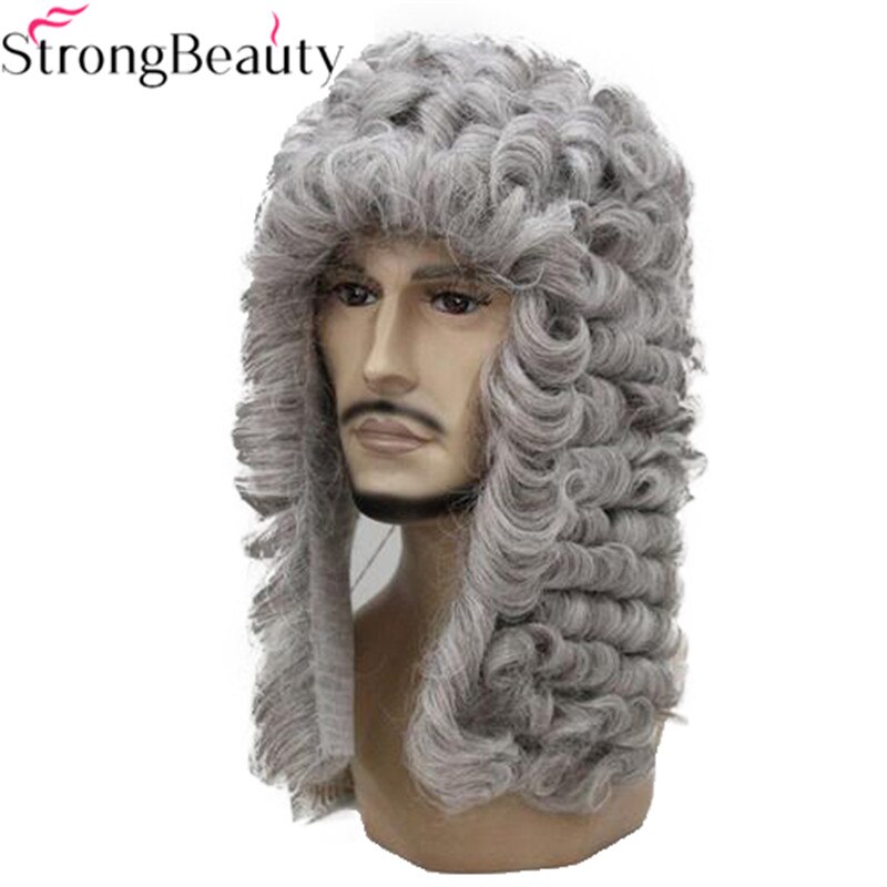 StrongBeauty Synthetic Judge Wig Nobleman Curly Hair Historical Blonde Gray Black Wigs: 56