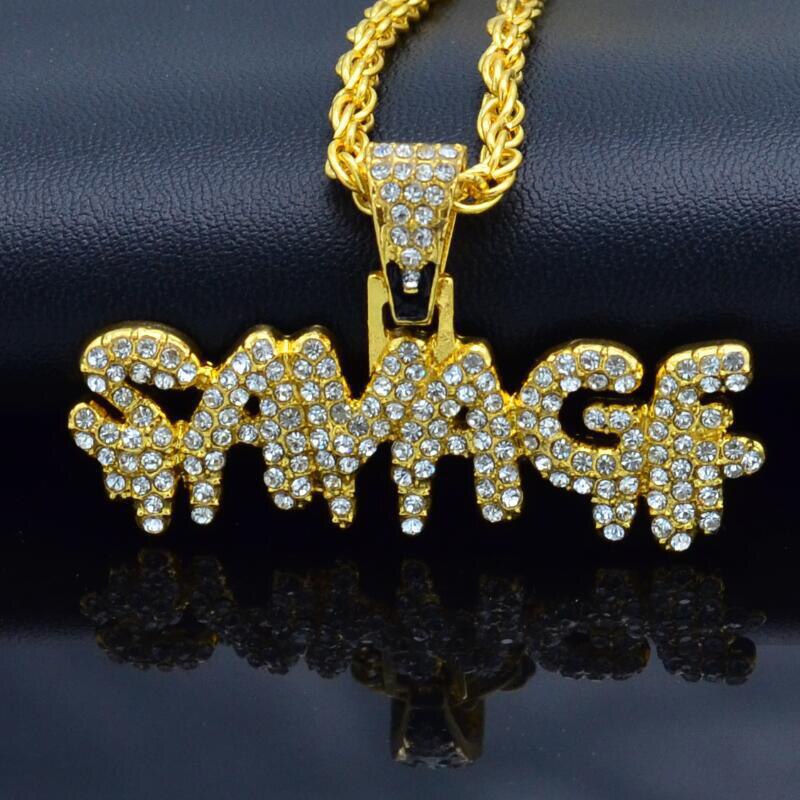 Collier Hip Hop en laiton couleur or chaînes glacées Micro Pave cubique Zircon sauvage pendentif breloque collier pour hommes: Gold