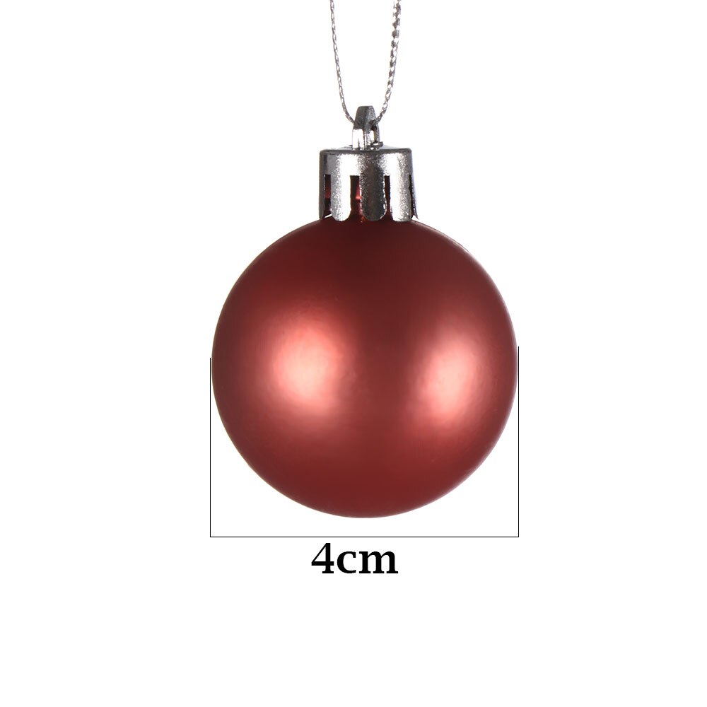 24Pcs 4cm Gold Pink Champagne Red Metallic Christmas Balls Year Christmas Tree Hanging Balls Xmas Home Decor