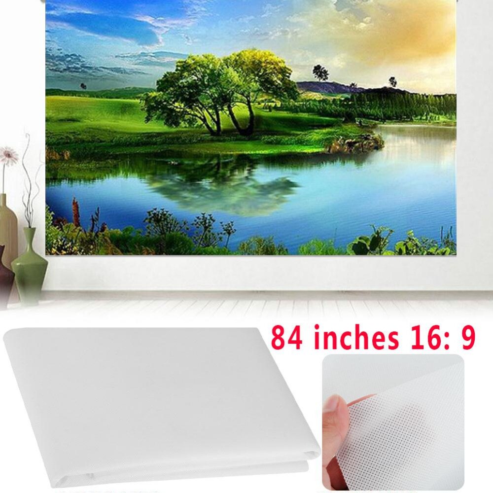 Portable Collapsible 84 inch 16:9 Projector White Projection Screen For HD Projector Home Theater Cinema Movies Party