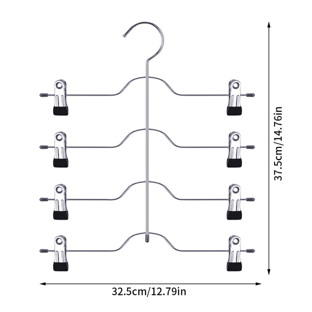 Multi-Functional Skirt Hanger 4 Tier Pants Holder Clip Steel Adjustable Space Saving Trousers Hanging Rack Clothes Storage Rack