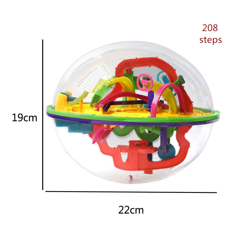100 Stappen 3D puzzel Bal Kinderen Uitdaging obstakel spel Labyrint bal Puzzel Balans training Klaring game: 208 steps