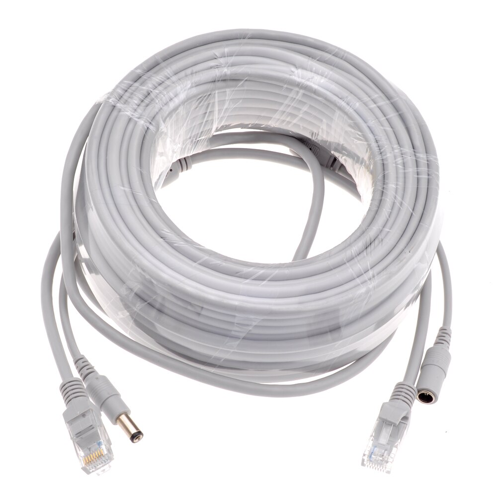 ESCAM 5 M/10 M/15 M/20 M/30 M opcional gris CAT5/CAT-5e Cable Ethernet RJ45 + DC de potencia CCTV Cable de red LAN para sistema de cámaras IP