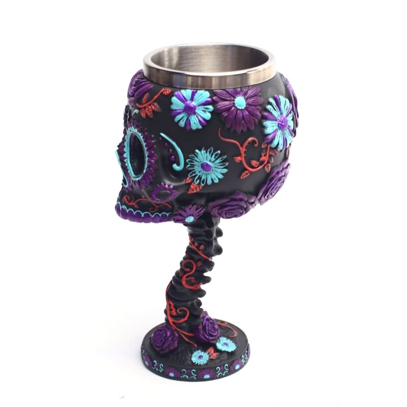 Goblet Drinking Cup Skull Head Resin Cups Medieval Skeleton Chalice Skull Cup Double Wall Drinking Goblet Resin Material