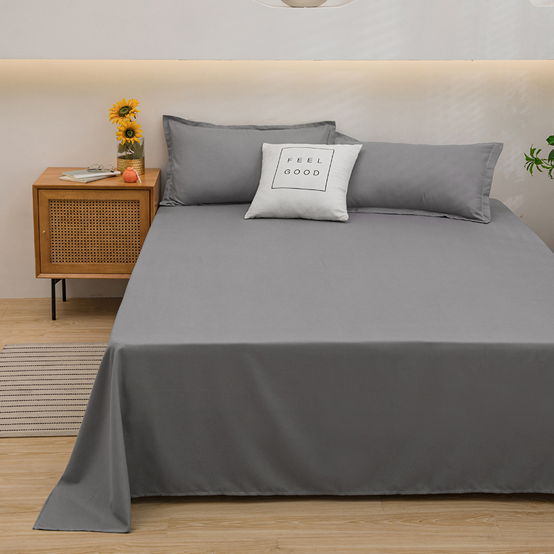 1 pc Bed Flat Sheet for Double Bed Plain Solid Color Top Sheets Single/Queen/King Flat Bedsheets Soft Home Bed Linen Sheets: 250cm*200cm / Brown