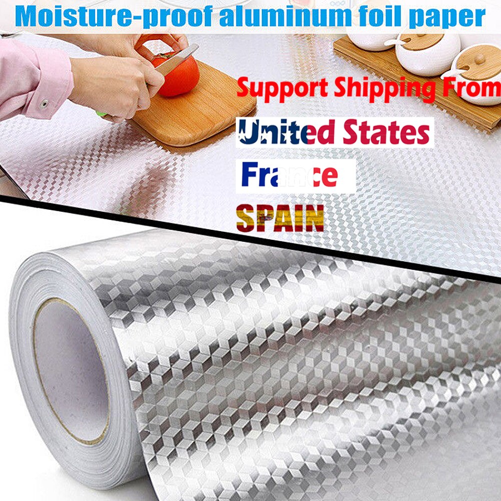 Oil-proof Floral Pattern Aluminum Foil Self Adhesive Water proof Cabinet Sticker