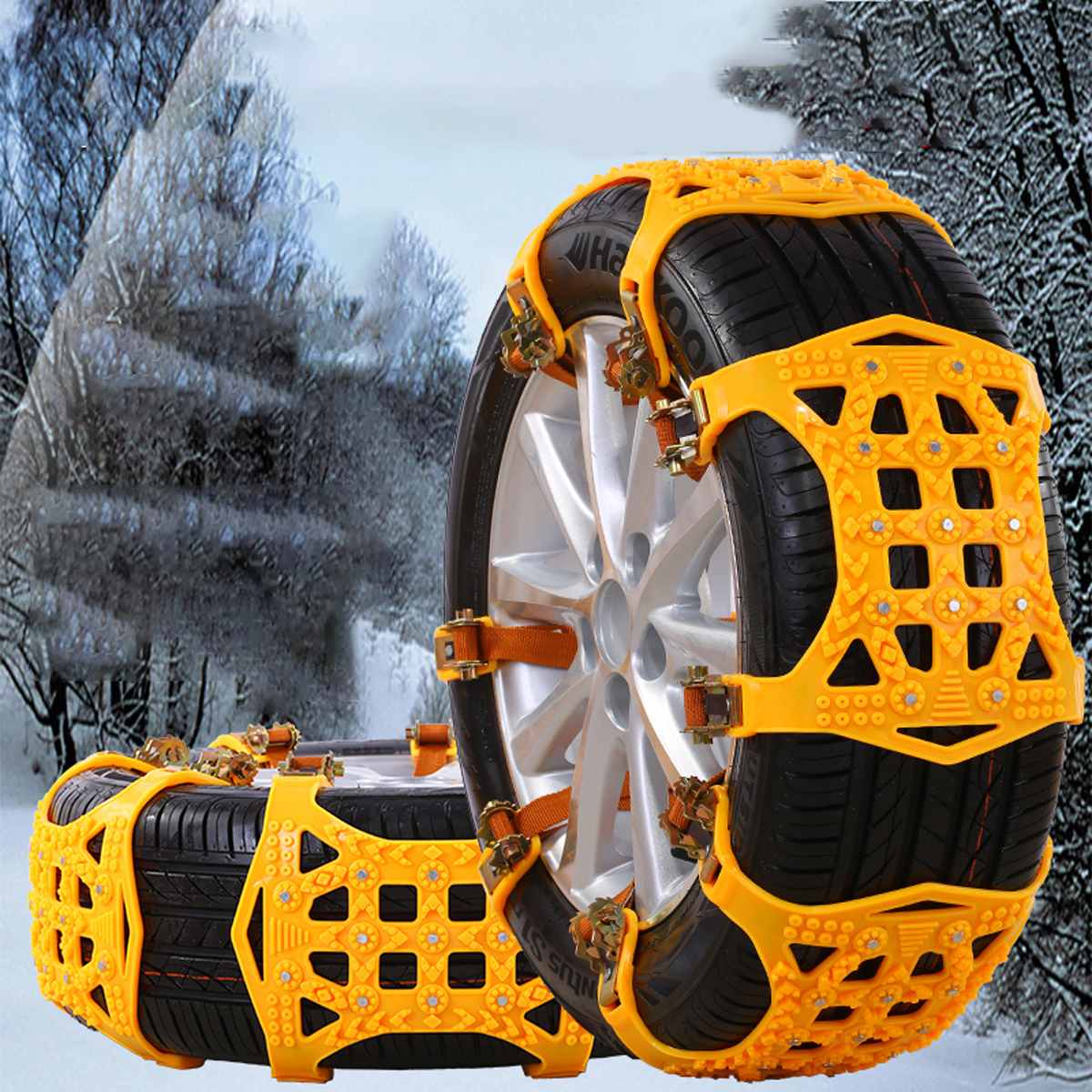 Cadenas de nieve para coches y camiones, cadena de neumáticos antideslizantes con barro, correa de invierno para rueda de tendones de vacuno de TPU para todoterrenos y camiones