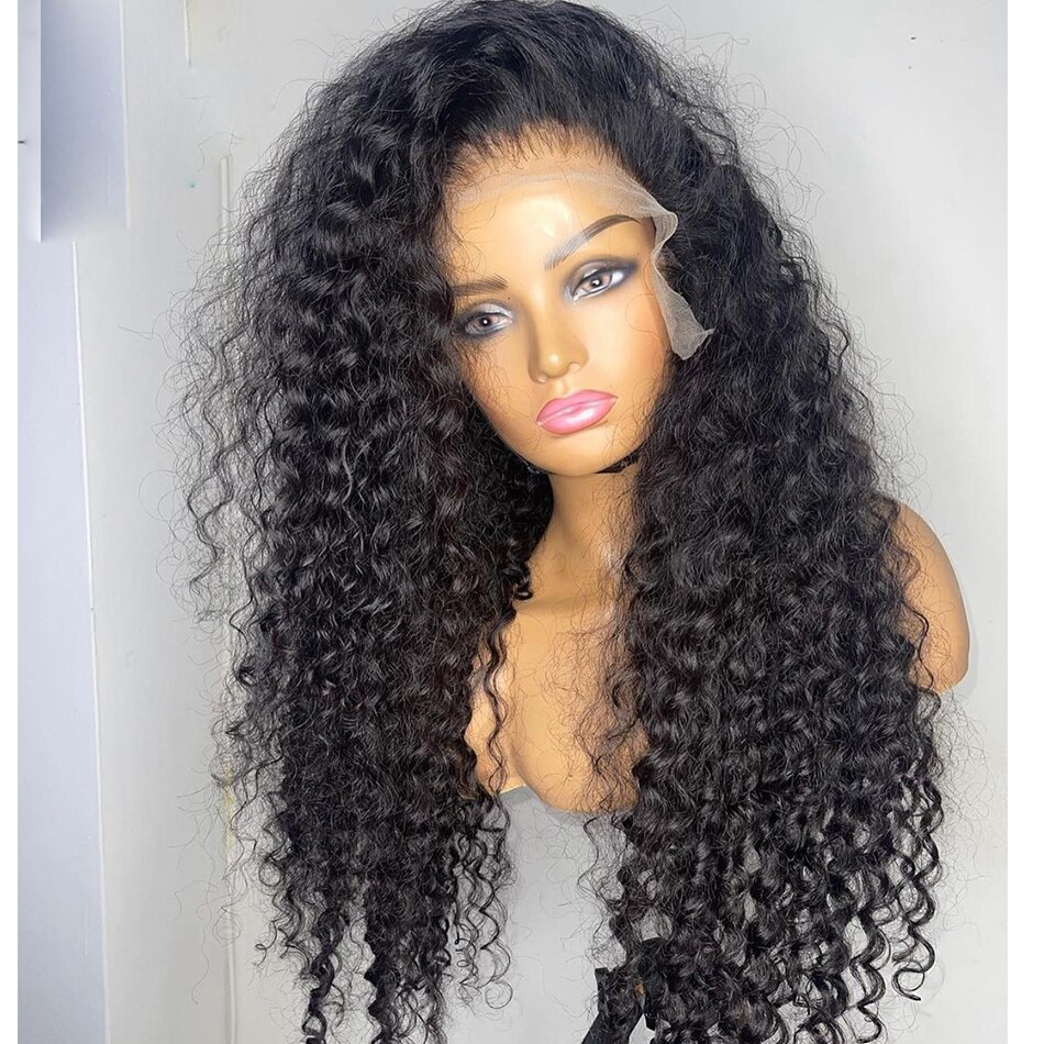 Soft 24Inch Long Kinky Curly Synthetic Lace Front Wig For Woman Babyhair Glueless Preplucked Heat Resistant Natural Hairline Wig