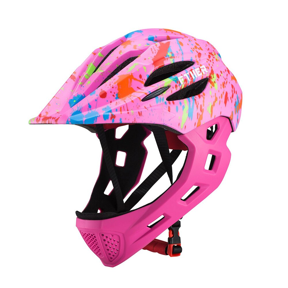 LED Kinder gelände Volles Gesicht Mountainbike Helm Balance Sport Downhill Radfahren Helm Cascos Ciclismo Fit für 3 -10 jahre Kinder: colorful pink