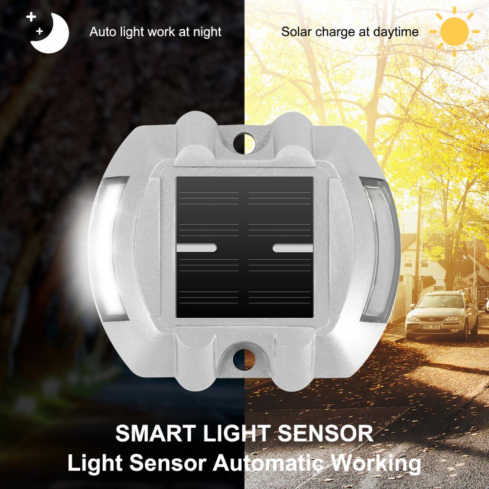 White Lighting Solar Powered Led Road Stud Driveway Pathway Stair Deck Dock Light