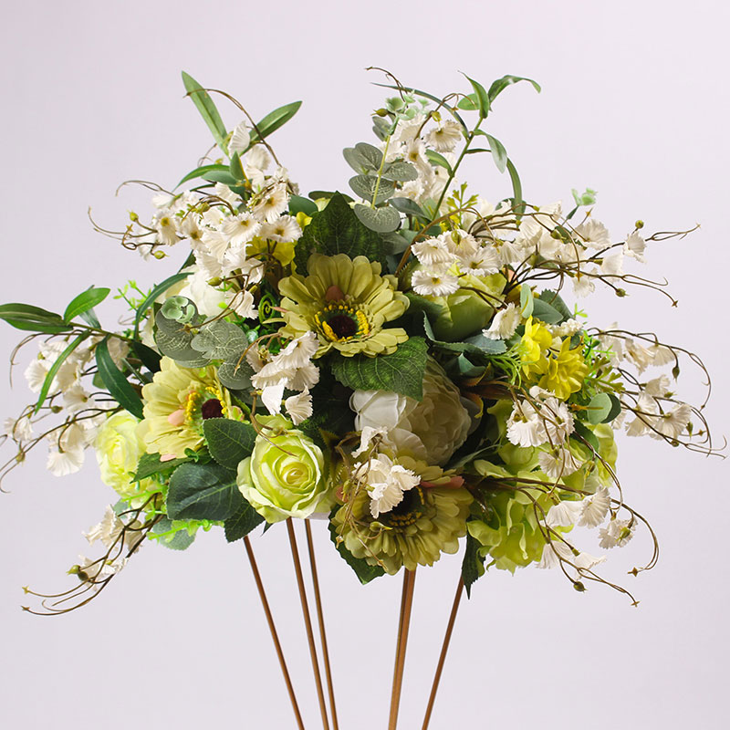 DIY wedding table centrepieces artificial flower ball backdrop wedding decor road lead wall hotel shop party silk flowers: Green