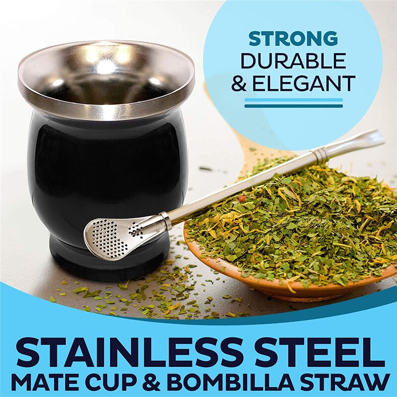 Yerba Mate Kalebas Set Dubbelwandige Rvs Mate Thee Cup En Bombilla Set Omvat Yerba Mate Kalebas (cup) met Een Bombilla