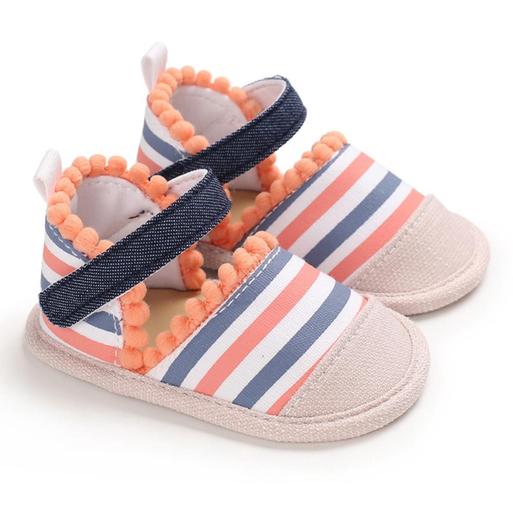 Sommer Baby Mädchen Baumwolle Stoff Atmungsaktiv Anti-Slip Gestreiften Sandalen: B / M 2