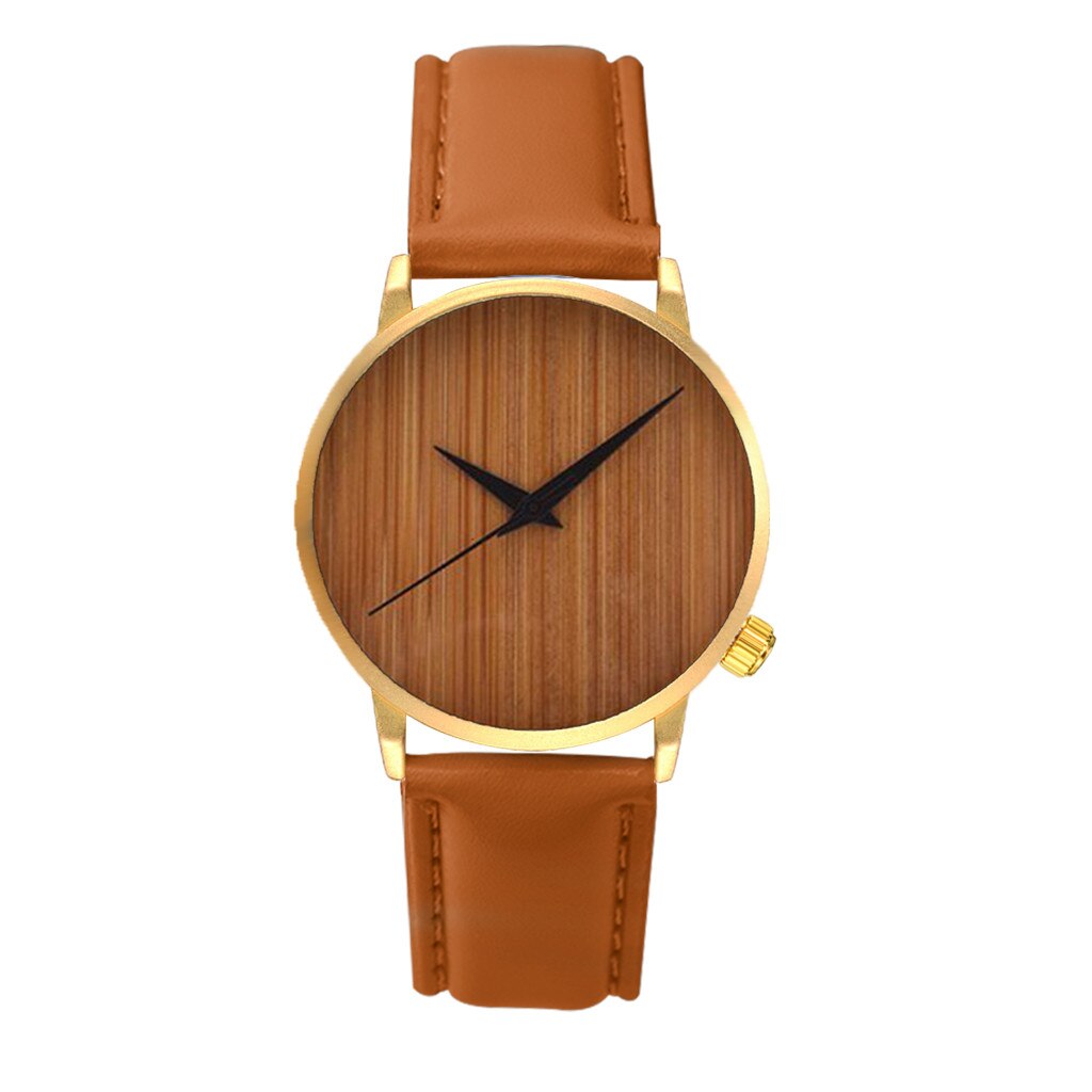 Zegarek Damski Vrouwen Horloges Creatieve Persoonlijkheid Houten Sleek Wijzerplaat Quartz Polshorloge Europese Zonder Digitale Herenhorloge Reloj: Brown