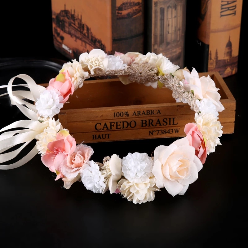 Boho Style Flower Headbands for Women Girls Floral Garland Wreath Tiaras Wedding Crown Hair Accessories Headpieces Jewelry: Imitation Rhodium Plated