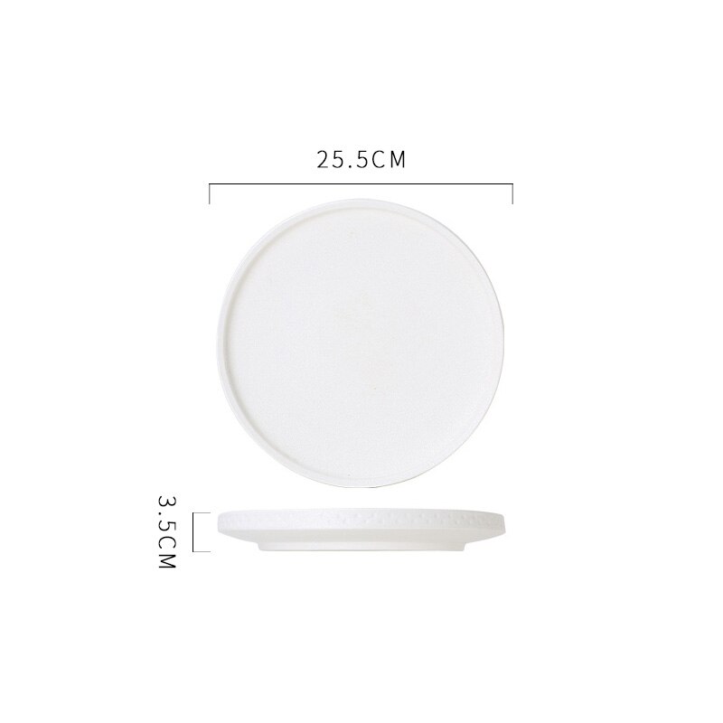 Matte Hammer Pattern Dinner Plates Japanese Modern French Western Ceramic Plate Restaurant Hotel Serving Tray Fruit Salad Bowl: WT-25.5x3.5cm