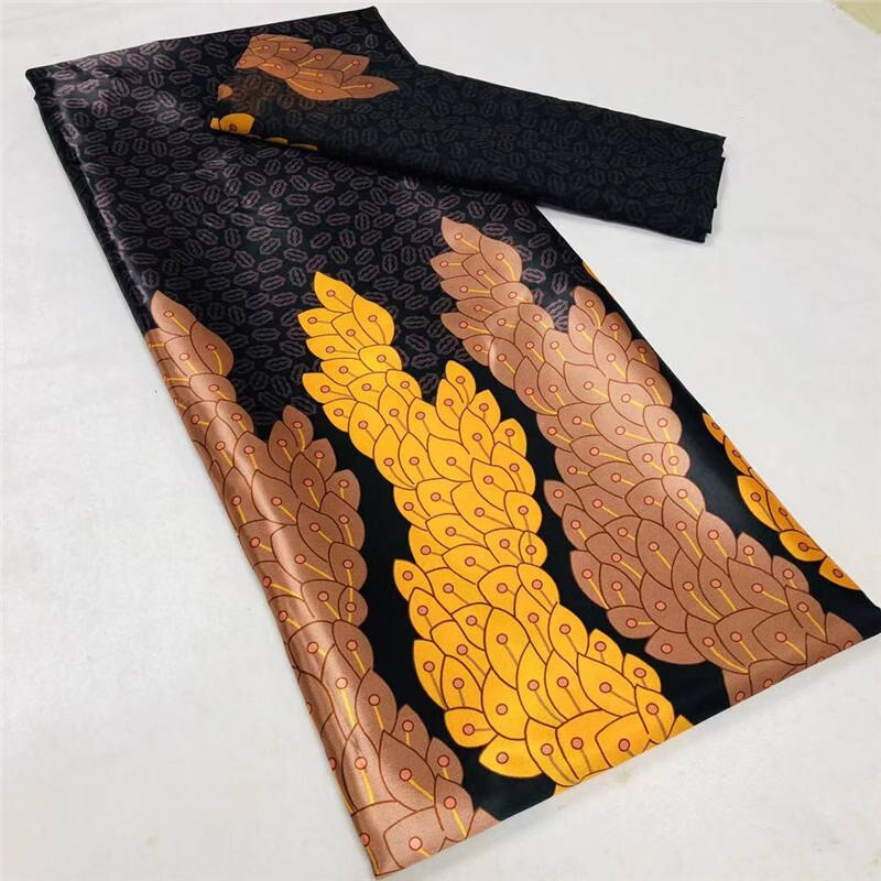 Imitated Satin Silk Wax Materials Soft Nigerian Silk Chiffon Fabric African Fabric Ankara Wax Prints Fabric 4+2 yards: 6